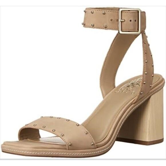 Vince Camuto Women's Shyremin Ankle Strap Studded Block Heels Light Tan Size 6M - Picture 1 of 12
